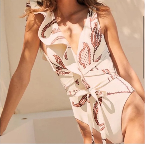 NWT Majorca OnePiece Bikini In Ruffle Tie Print - Picture 1 of 5